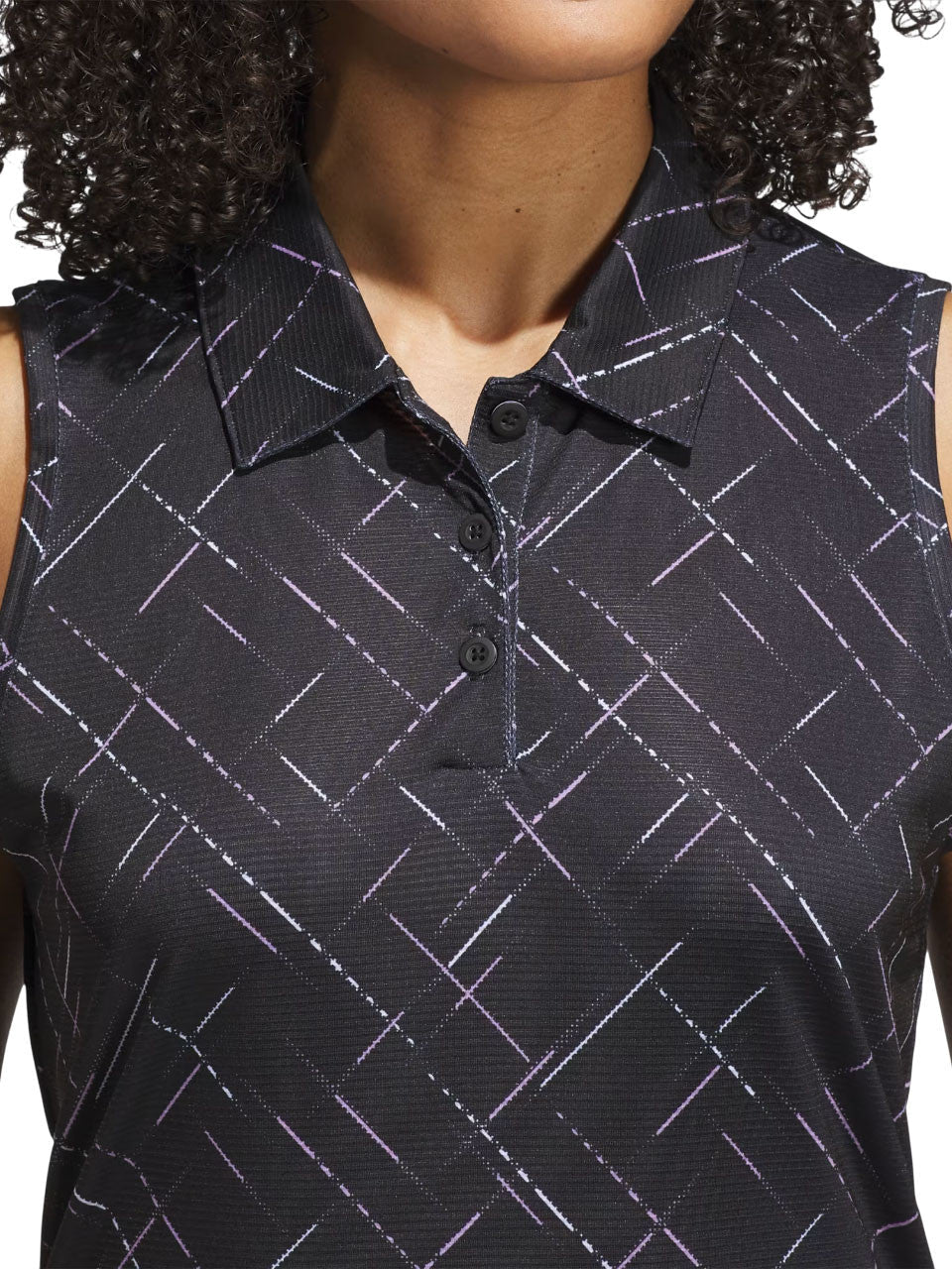 adidas Womens Ultimate365 Printed Sleeveless Polo - Black