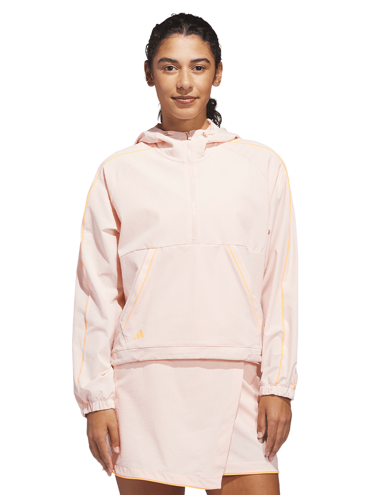 adidas Womens Ultimate365 Seersucker Quarter-Zip Jacket - Blush Pink