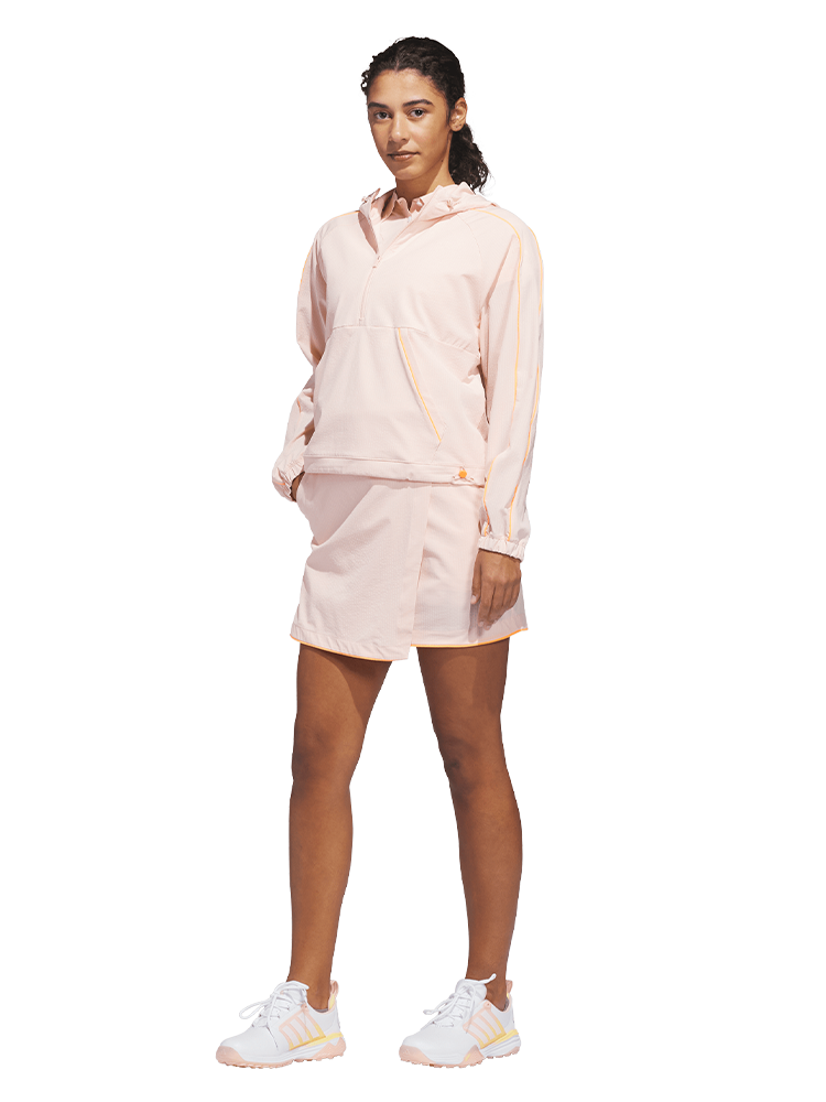 adidas Womens Ultimate365 Seersucker Quarter-Zip Jacket - Blush Pink