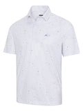 Greg Norman Shark Frenzy Print Polo - White/Navy/Blue Dusk