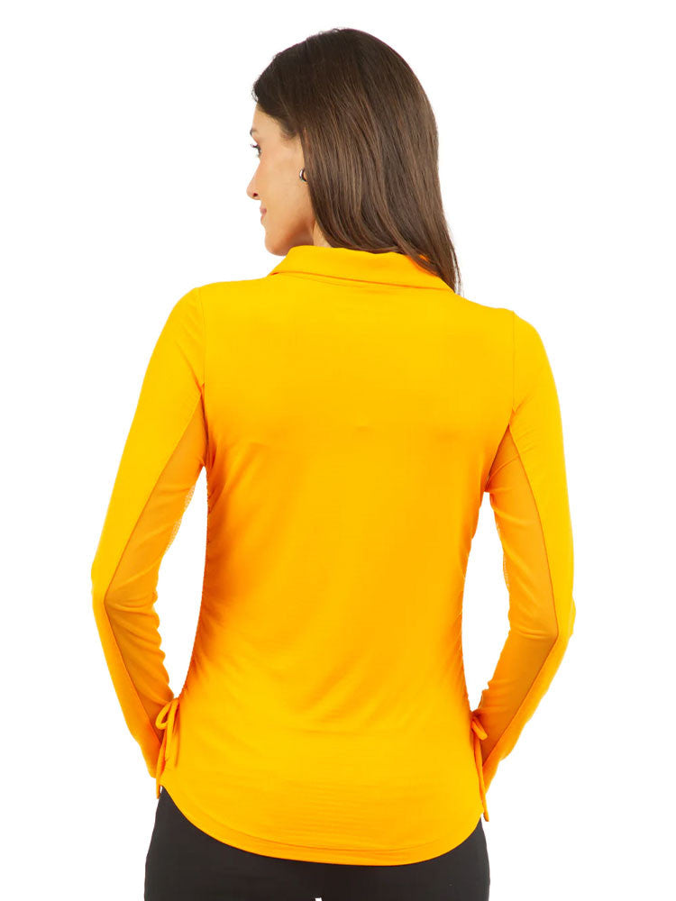 IBKUL Adjustable Long Sleeve Zip Polo - Orange Peel