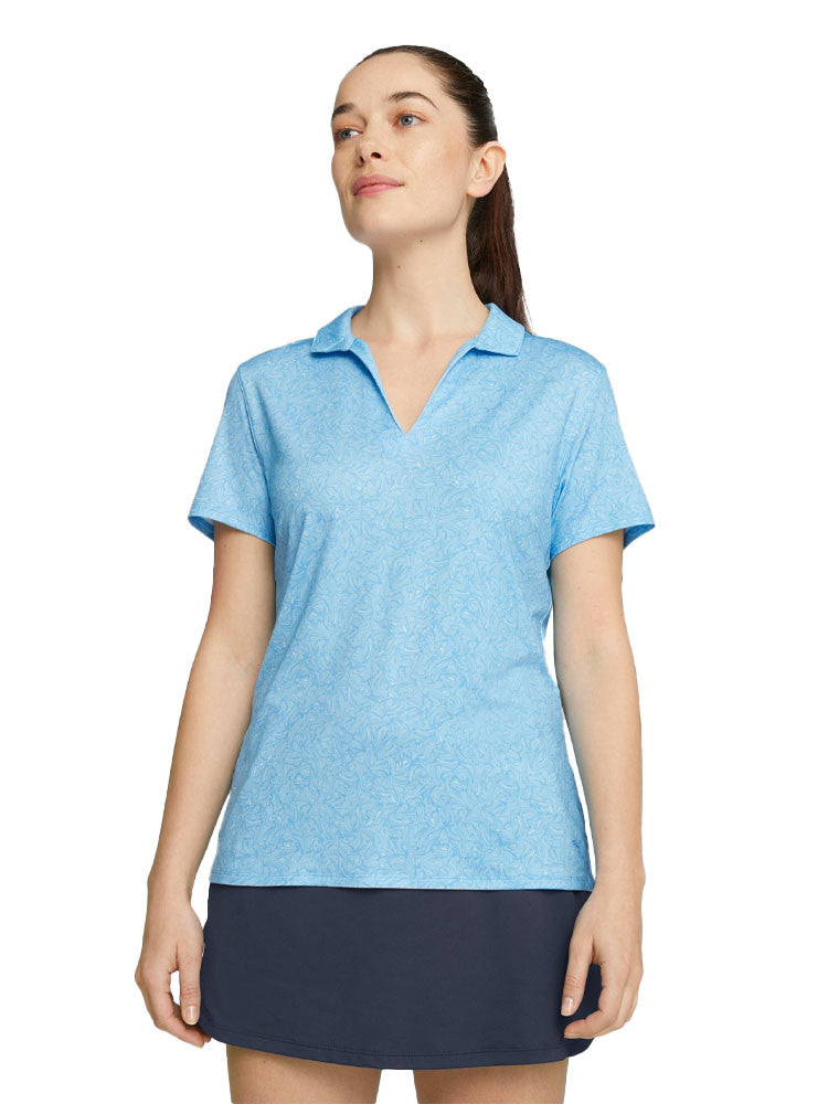 Puma Women's MATTR Tidal Wave Golf Polo - Regal Blue/White Glow