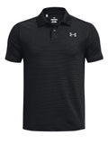 Under Armour JR Boys Matchplay Stripe Polo - Black/Pitch Grey