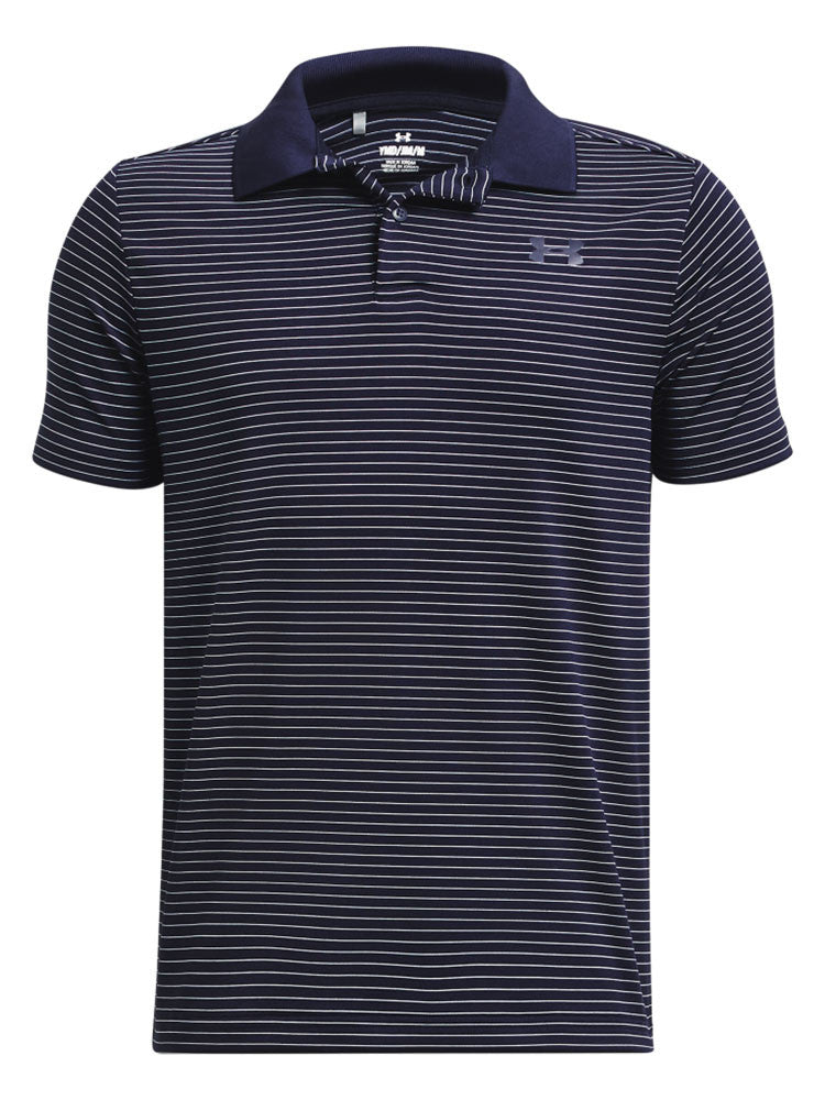 Under Armour JR Boys Performance Stripe Polo - Midnight/White