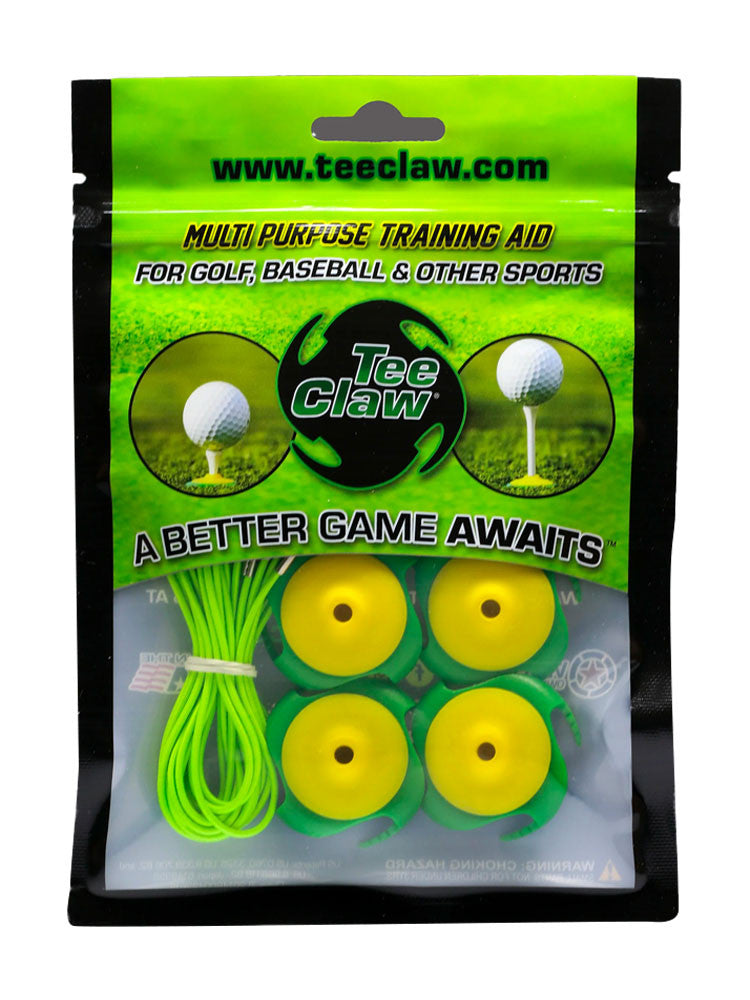 Tee Claw Tee Holder & Training Aid 4 Pack - Yellow/Green